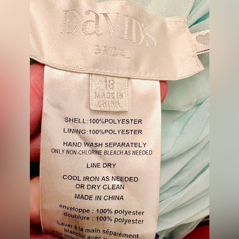 David’s Bridal Women’s Bridesmaid Dress Size 18 Mint Green F19428 - Picture 12 of 13